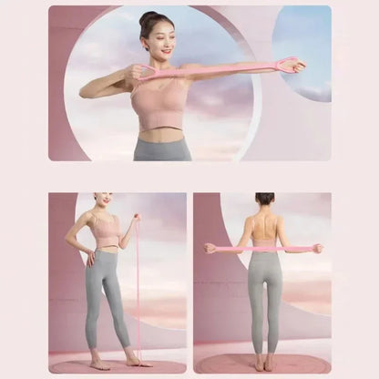 1PCS Fitness Stretching Belt With 8 Shaped Puller Arm Back Training Elastic Rope Yoga Auxiliary Exercise Equipment Home Female