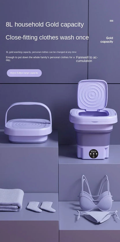 6.5L Portable Small Foldable Washing Machine with Spin Dryer For Socks Underwear Panties Washer Household Mini Washing Machine