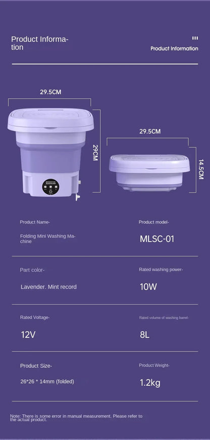 6.5L Portable Small Foldable Washing Machine with Spin Dryer For Socks Underwear Panties Washer Household Mini Washing Machine