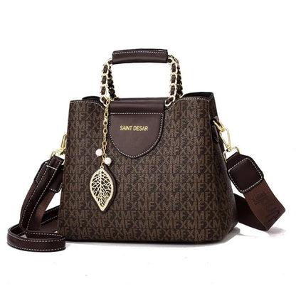 New PU Handbag Large Capacity Printing Messenger Bag Shoulder Bag Office Use