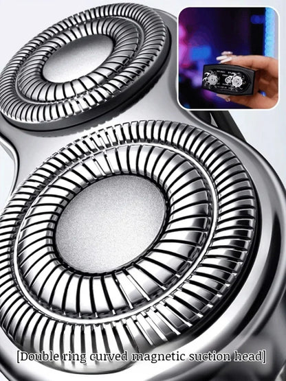 Men's portable magnetic double head electric shaver TYPE-C Charging Waterproof Digital Wet Dry Double Shaving Shaver