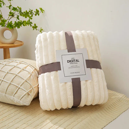 Imitation Rabbit Velvet Autumn Warm Bed Blanket or Blanket and Pillowcase Soft Warmth Winter Sofa Blankets for Throw Lap Blanket