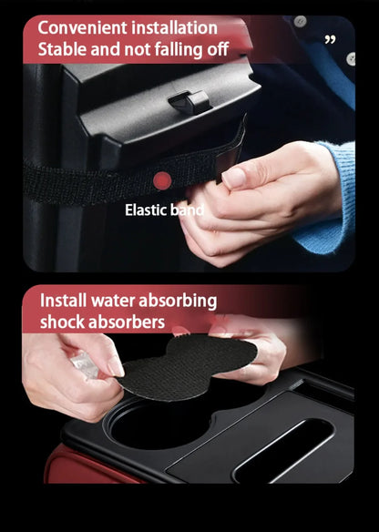 Portable Center Console Armrest Cushion PU Leather Multifunctional Armrest Pad Height Increasing with Cup Holder Tissue Box