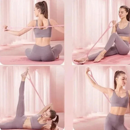 1PCS Fitness Stretching Belt With 8 Shaped Puller Arm Back Training Elastic Rope Yoga Auxiliary Exercise Equipment Home Female